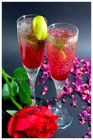 Rose Lemonade |Pink Lemonade |rose Lemonade With Chia Seeds |minty Rose Lemonade | Spicy Veg Recipes
